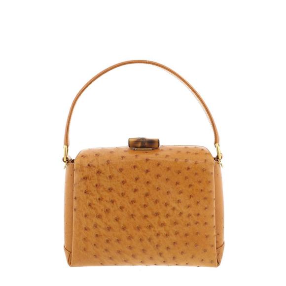 Gucci Handbags - Gucci Ostrich Leather Handbag Brown